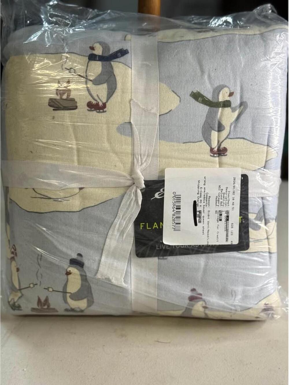Eddie Bauer Queen Flannel Sheet Set Penguin Design